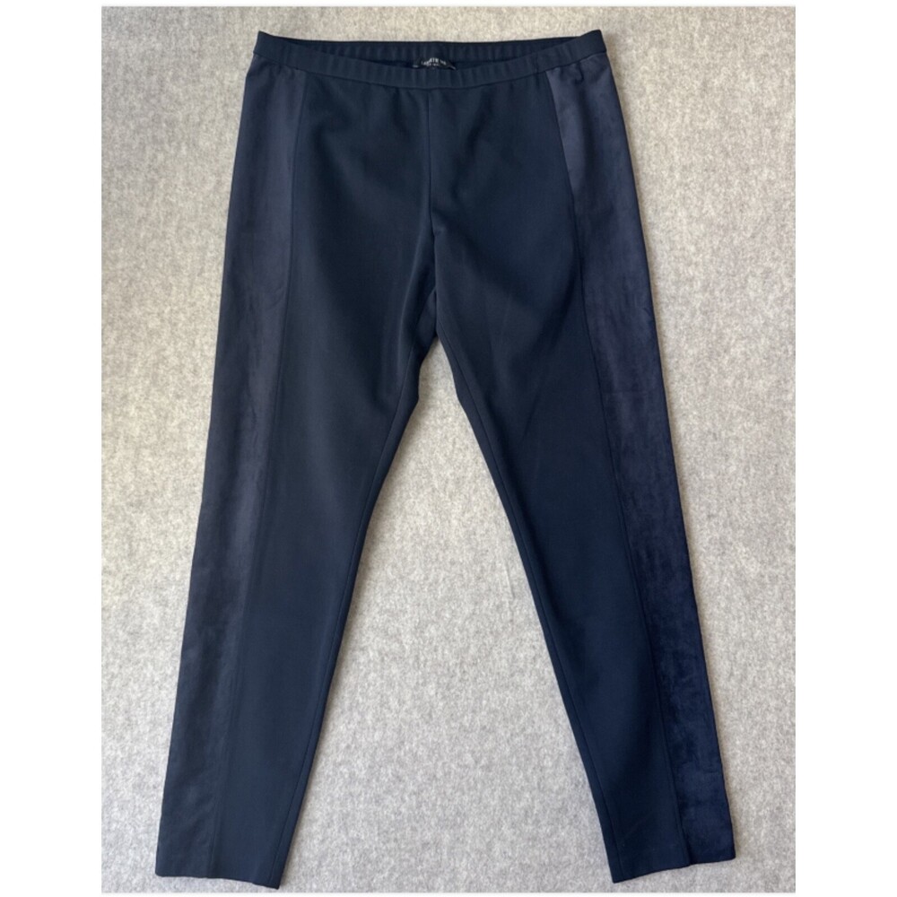 Lafayette 148 NY Punto Milano Riding Legging Womens XL Navy Suede Side Panel